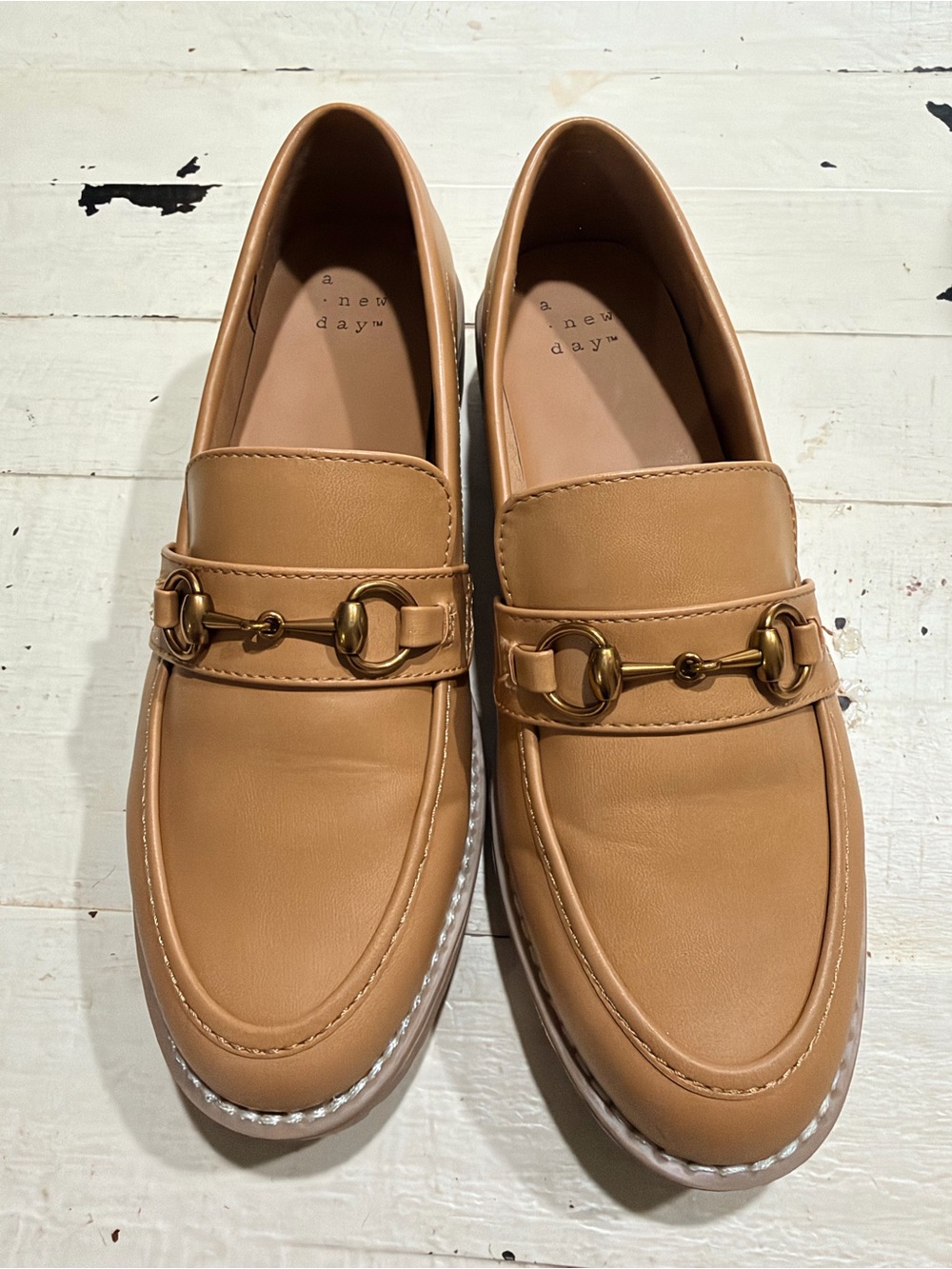 A New Day Tan Chunky Loafers Size 5.5
